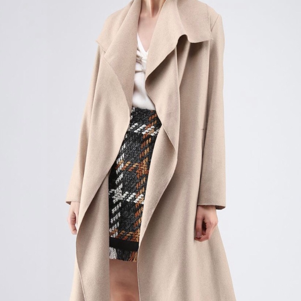 Chic Wish Open Front Wool Blend Coat